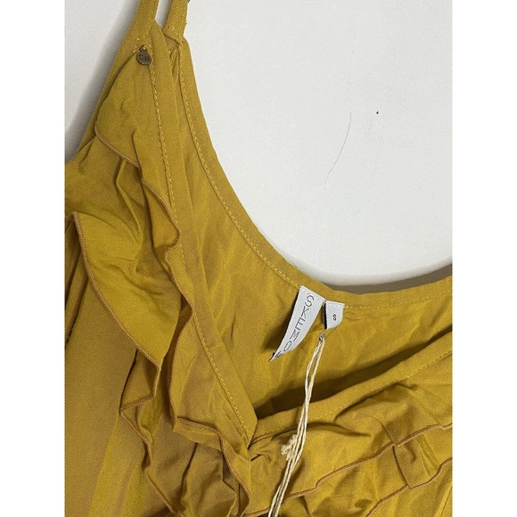Skemo Basics Flamneco Mustard Yellow Sleeveless Ruffle Dress Size Small New - Picture 5 of 7